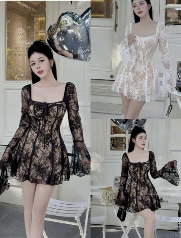 Đầm tk ren tay loe K4466