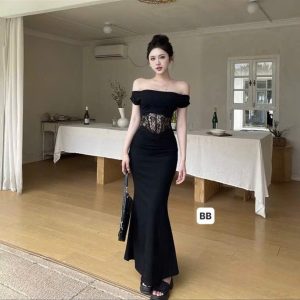 đầm trễ vai ren bụng đuôi cá K6204