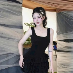 Đầm 2 dây bảng lớn tua rua tầng K6344