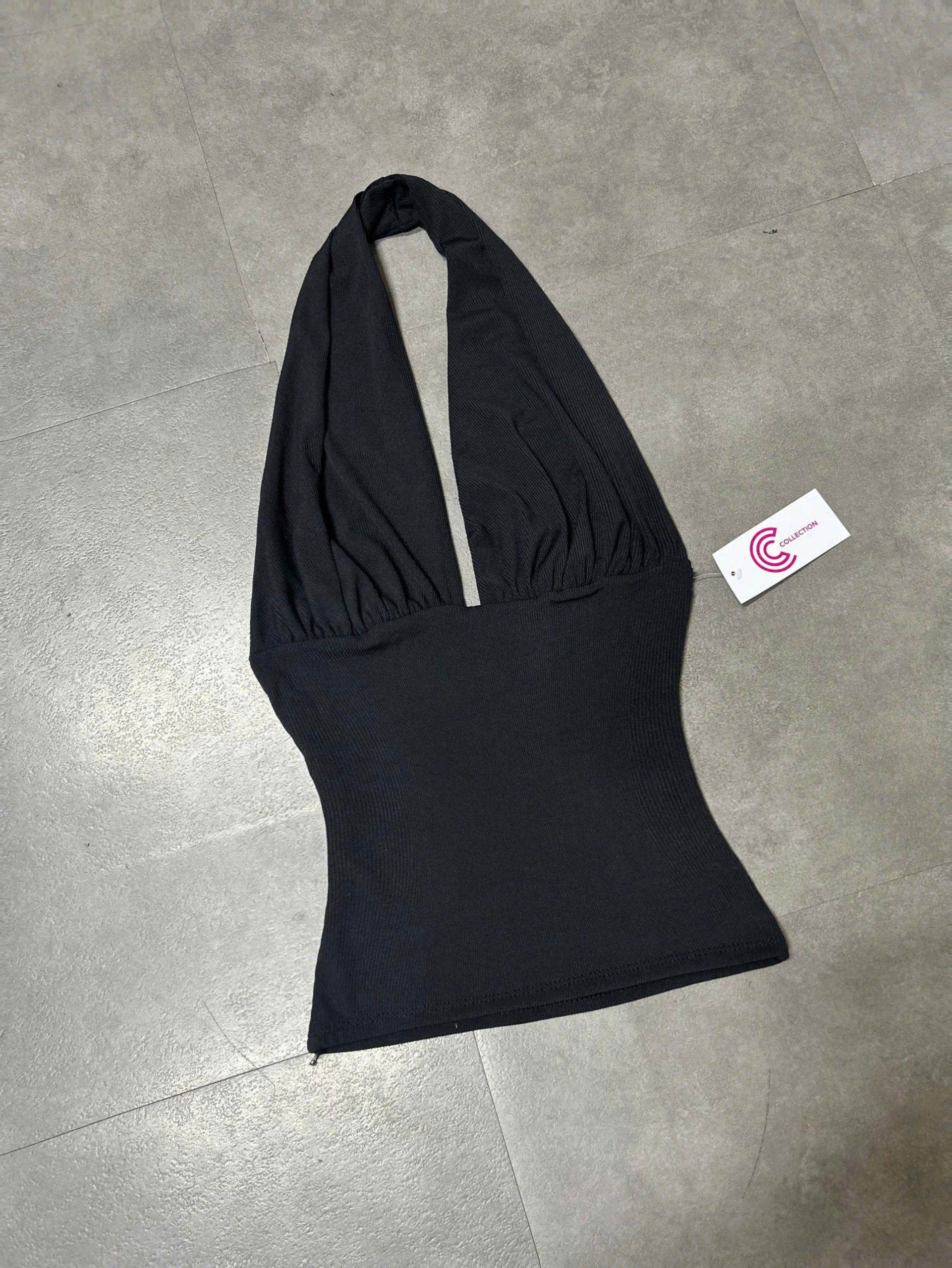 Áo yếm chồng cổ nhúng ngực khoét lưng sau ( trơn trắng đen - tăm lạnh ) K6393 - Ảnh 5