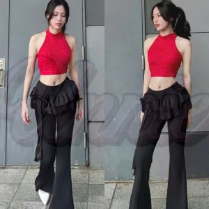 Quần bèo nơ ống loe tăm lạnh K6340
