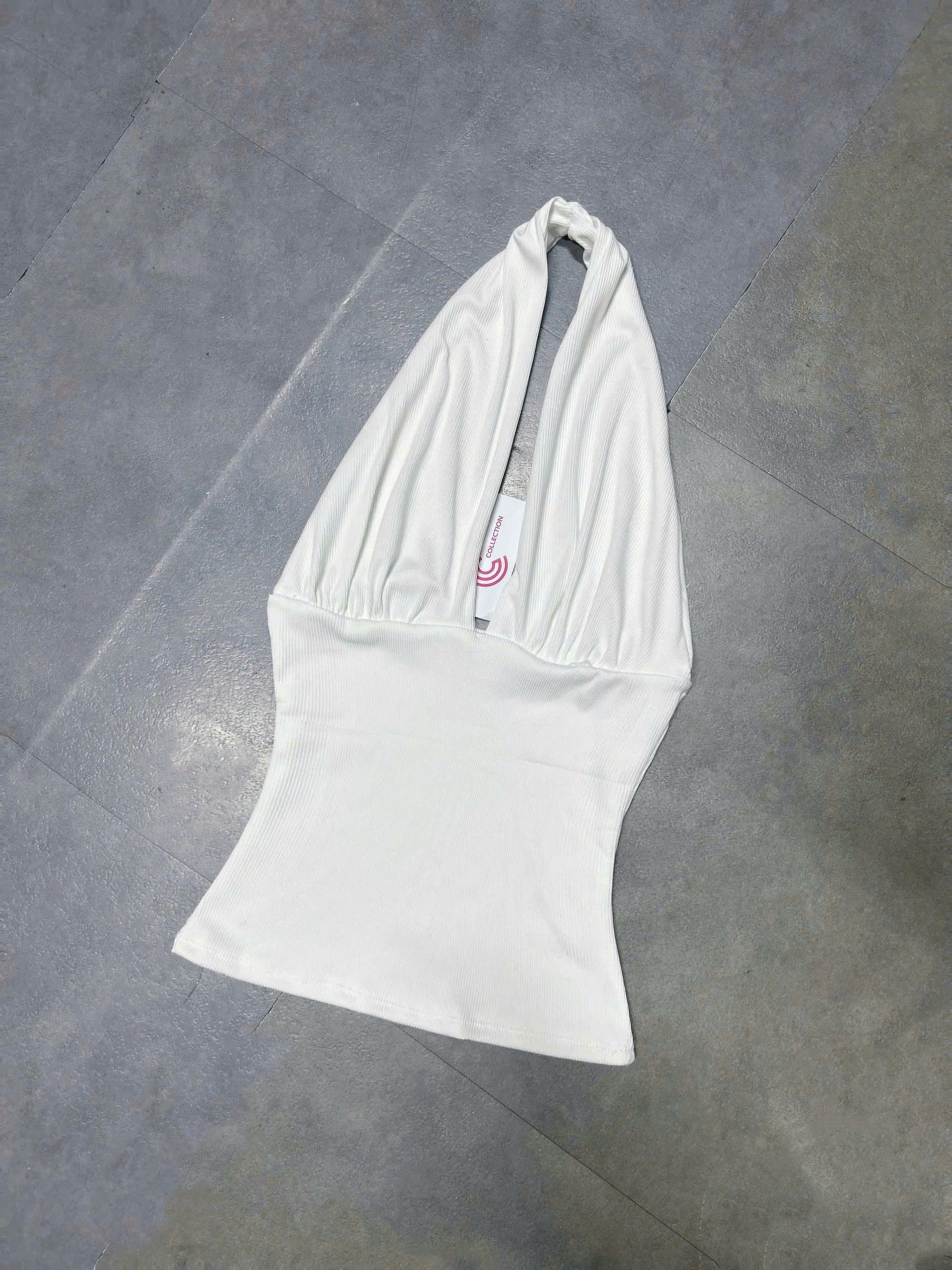 Áo yếm chồng cổ nhúng ngực khoét lưng sau ( trơn trắng đen - tăm lạnh ) K6393 - Ảnh 4