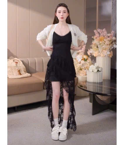 Đầm 2 dây ren đuôi tôm ( kèm quần trong váy ) K6360 - Ảnh 4