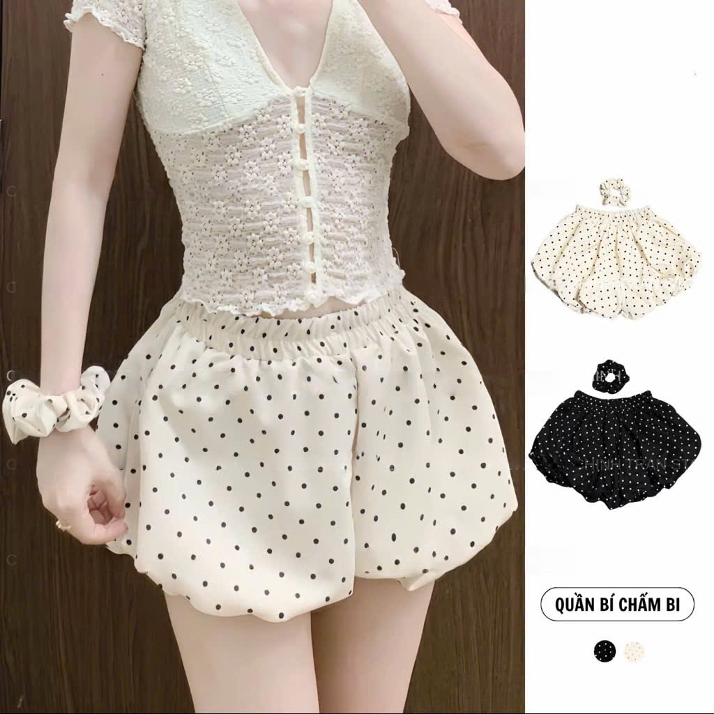 Quần bí chấm bi tặng kèm buộc tóc K6413