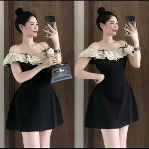 Đầm trễ vai A phối ren qc ( pc gen xịn ) K6449